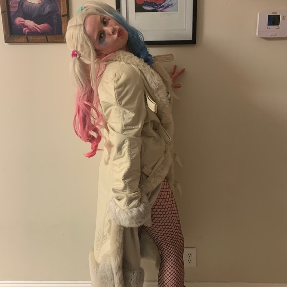 Jacket Vegan faux leather & fur cream jacket - Picture 2 of 8